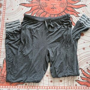 Gray Lounge Pants with Striped Cuffs